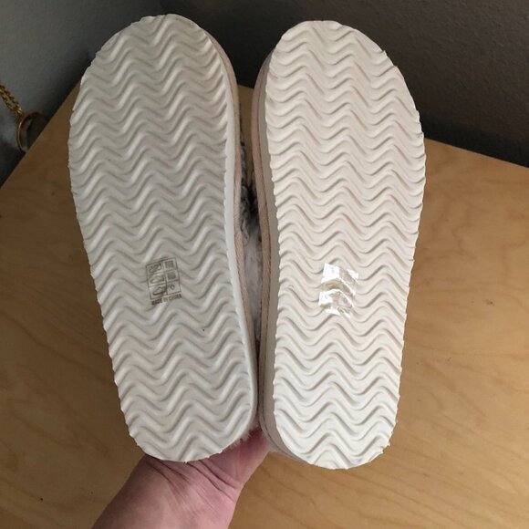 Amba Faux Sherpa Lining White & Gray Knit Slippers 5059283372583 - NEW - Picture 10 of 12